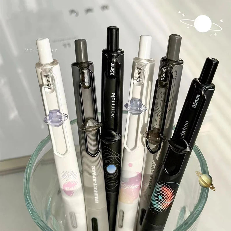 6PCS/Sets Creative Universe Series Gel Pen For Students 0.5MM Black Refill Gel Ink Pen Cute Writing Pens Office School Supplies