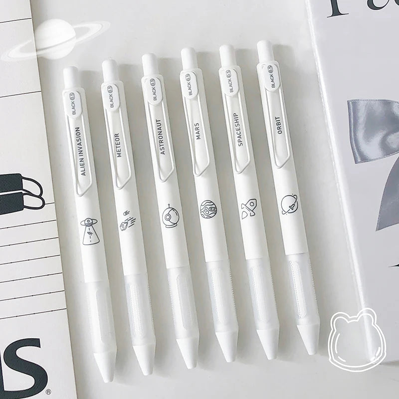 6PCS/Sets Creative Universe Series Gel Pen For Students 0.5MM Black Refill Gel Ink Pen Cute Writing Pens Office School Supplies