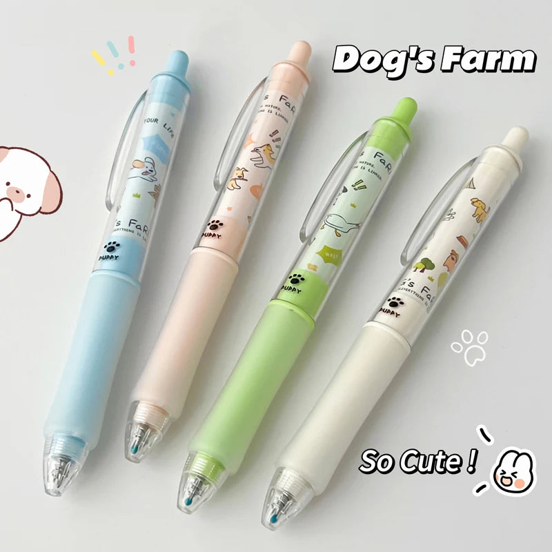 4PCS/Set Puppy Series Gel Pen 0.5MM Black Gel Ink Pen Cute Writing Pen For Student Cartoon Aminal Neutral Pen Office Supply New