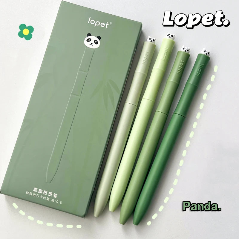 4PCS/Set Cute Panda Gel Ink Pen Bamboo Joints Series Gel Pen Rotate Neutral Pen 0.5MM Black Writing Pen Quick Dry Pen Supplies