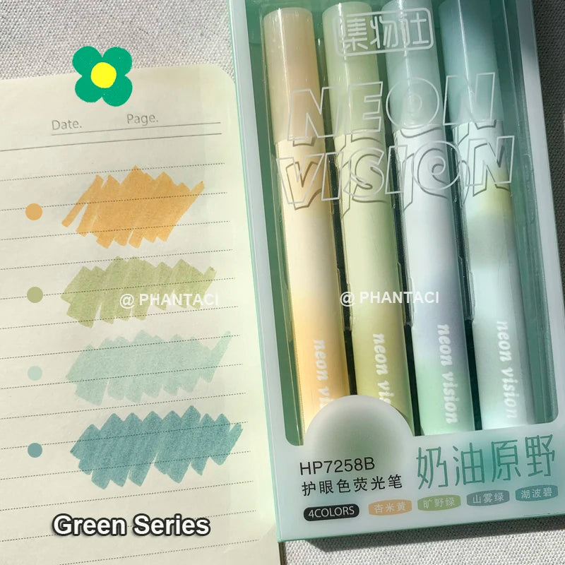 4PCS/Set Multicolored Highlighter Pen Soft Color Marker Pen Oblique Head Graffiti DIY Scrapbook Painting Pen Draw Pen Art Supply
