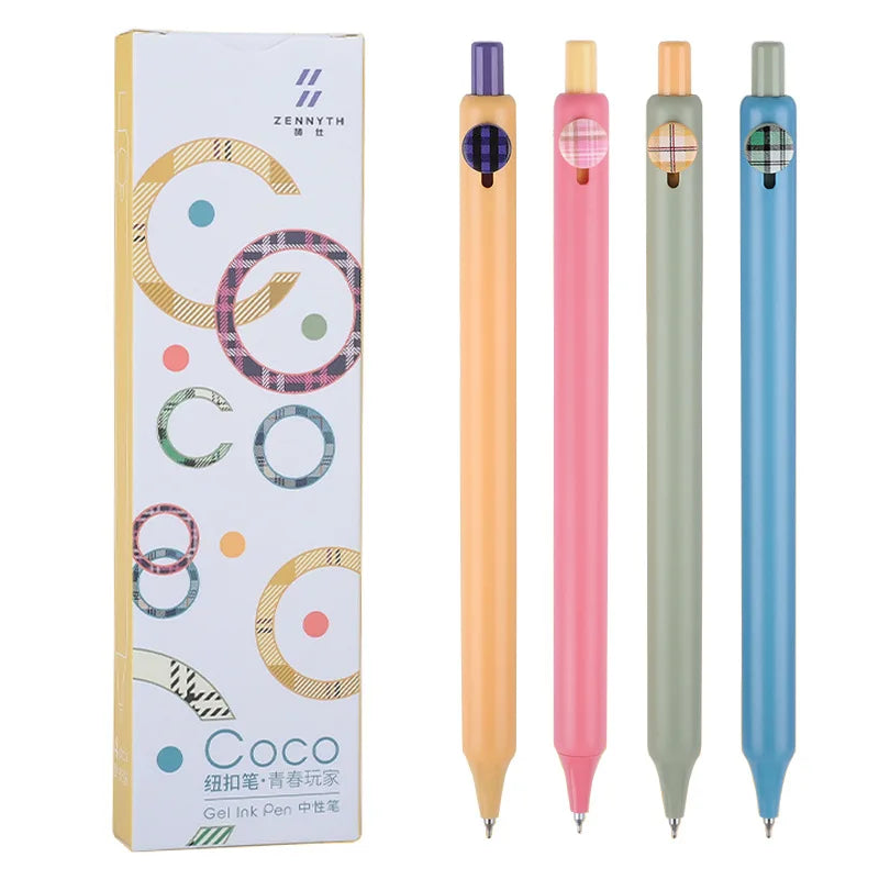 4PCS/Set Puppy Series Button Gel Pen Creative Gel Ink Pen Quick Drying Writting Pen For Student High Quality Pen Office Supplies