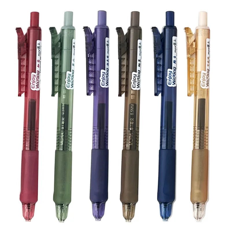 6PCS/Set Retro Color Gel Pen For Students 0.5MM Multicolored Gel Ink Pen Painting Graffiti Writing Pen Vintage Colored Pen New