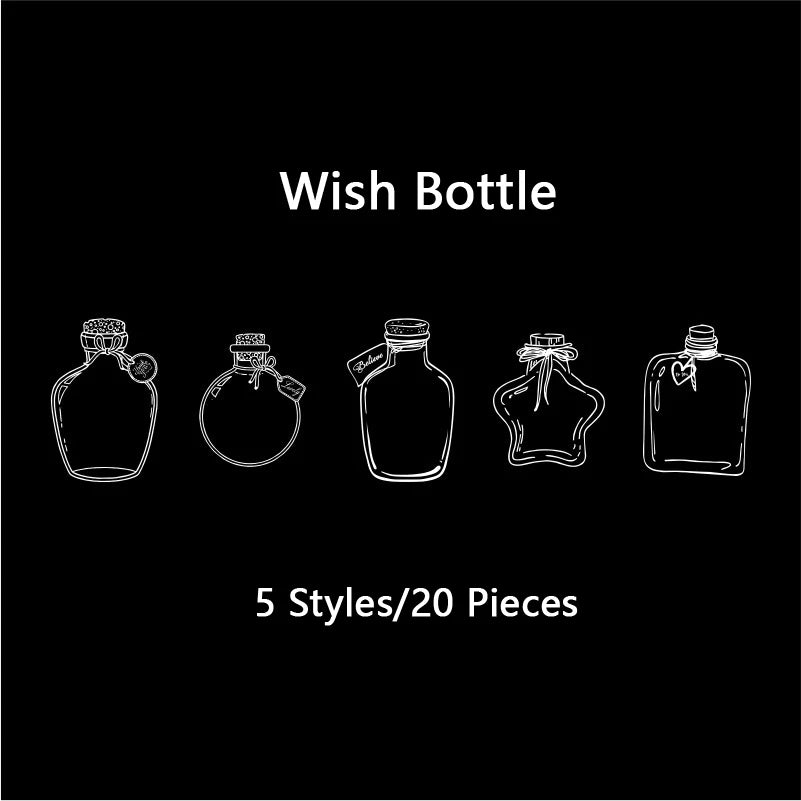 20PCS/Set Creative DIY Bookmark For Students Transparent Wishing Bottle Shape Bookmark Scrapbook Sticker Material Small Gift New