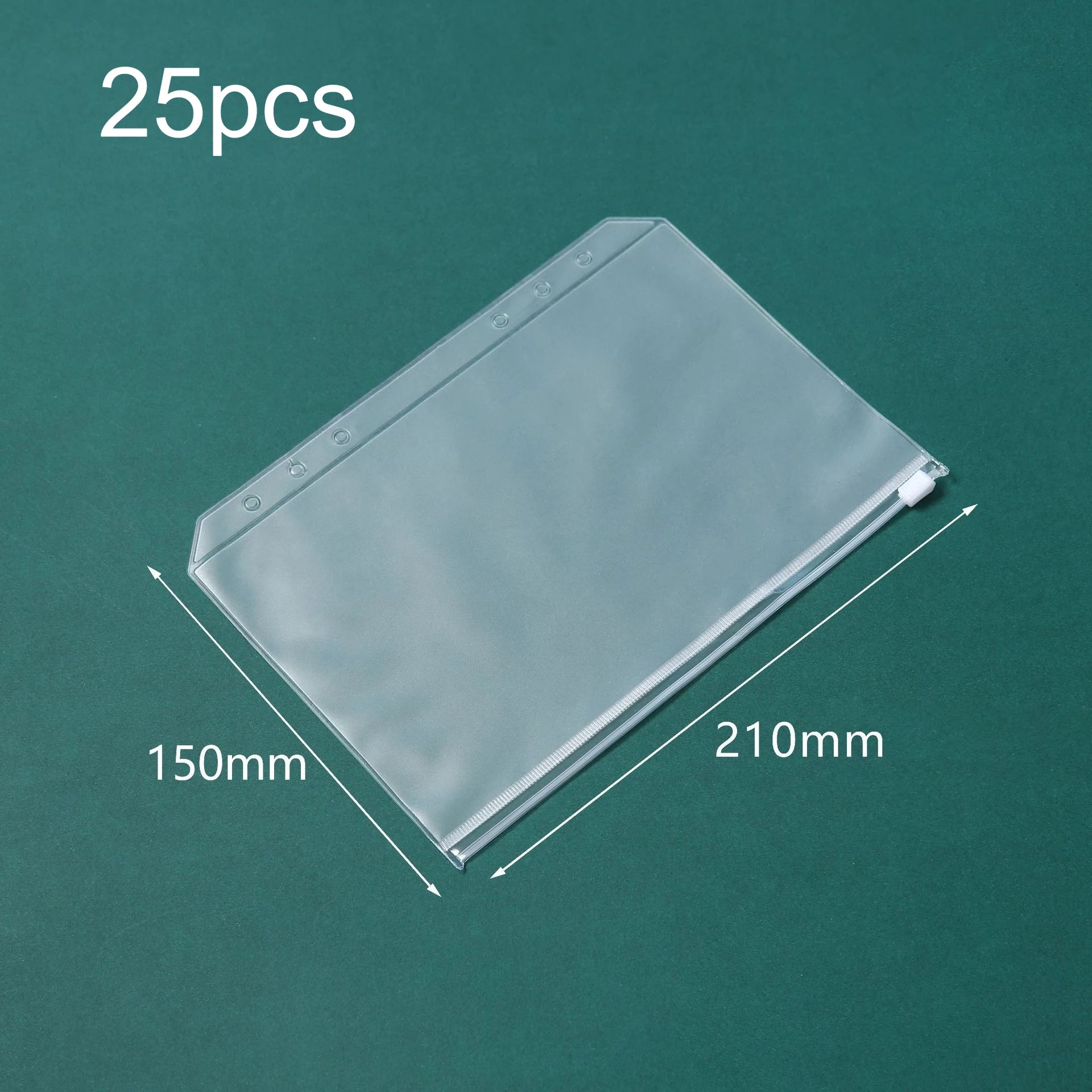 15/25pcs A5 Zipper Pockets, Transparent Folders with 6 Holes, Suitable for 6-Ring Binder Notebooks,Waterproof PVC File Organizer