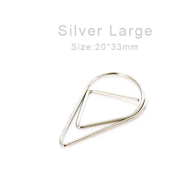 30/50 Pieces Metal Material Drop Shape Paper Clips Gold Silver Color Kawaii Cute Bookmark Clip Stationery Office School Supplies