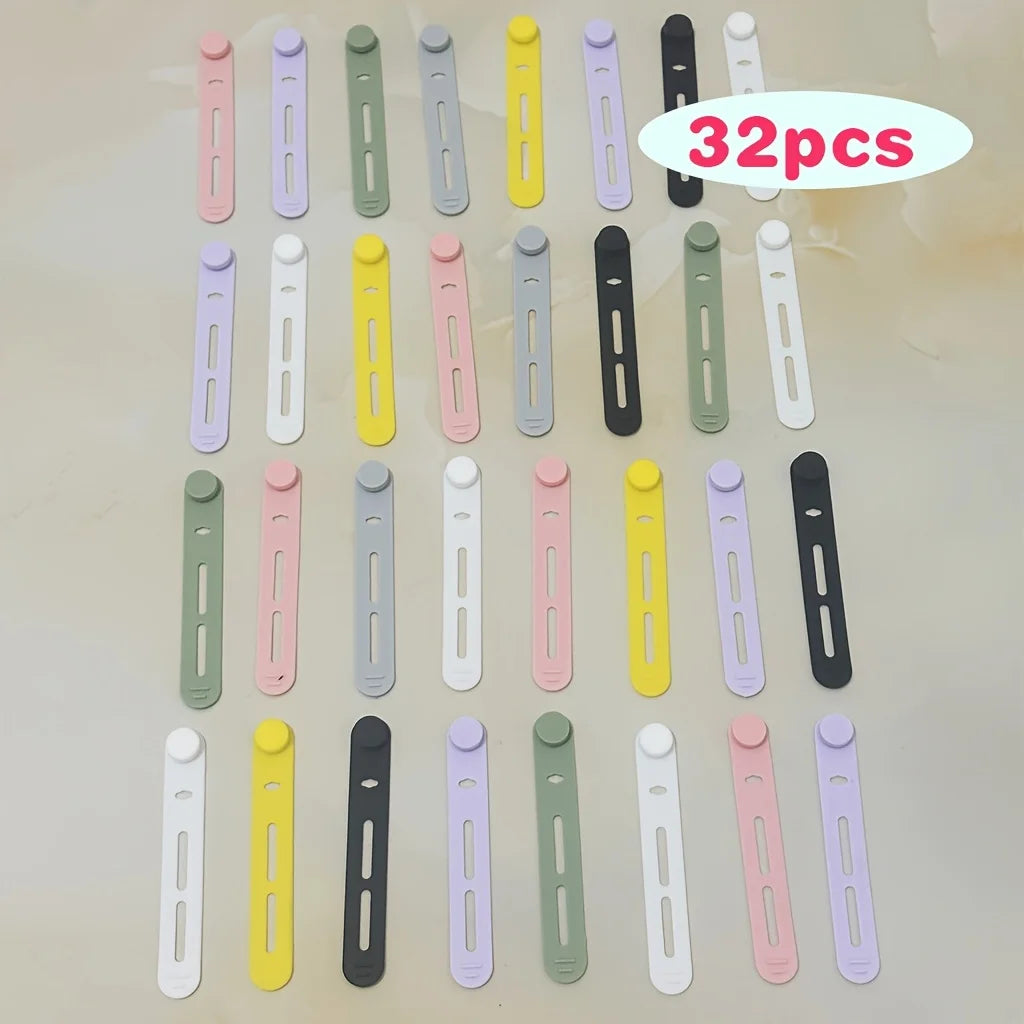 32pcs Reusable Creative Soft Cables Ties in 7 Mixed Colors, Ideal for Organizing Data Lines and Headphone Wires, Cable Tie Clip