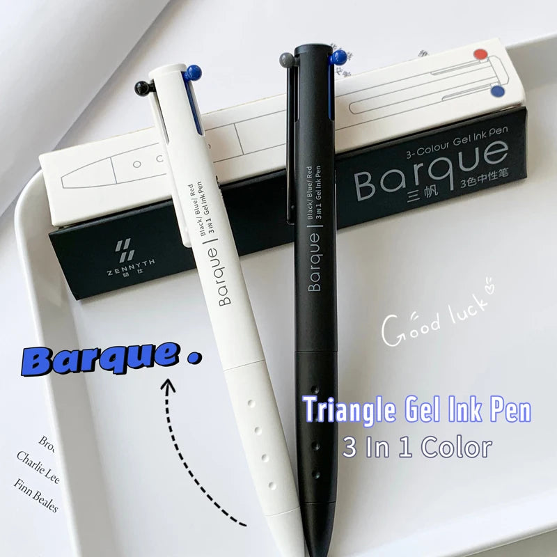 Creative 3 Colors Gel Pen 0.5MM 3 In 1 Gel Ink Pen Triangle Writing Pen Quick Dry Neutral Pen Black Red Blue Pen School Supplies