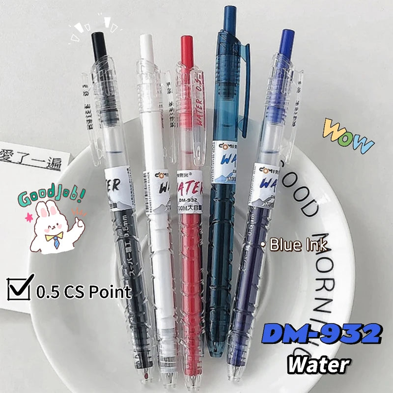 5PCS/Sets Water Series Gel Pen 0.5MM Multicolor Gel Ink Pen Blue Black Red Writing Pen High Quality Neutral Pen Office Supplies