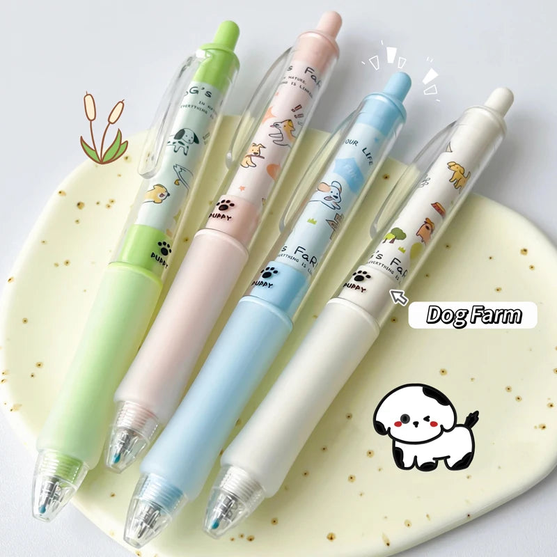 4PCS/Set Puppy Series Gel Pen 0.5MM Black Gel Ink Pen Cute Writing Pen For Student Cartoon Aminal Neutral Pen Office Supply New