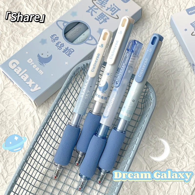 4PCS/Set Dream Galaxy Series Gel Pen For Student ST Pen Point Gel Ink Pen Quick Dry 0.5MM Black Writing Pen School Office Supply