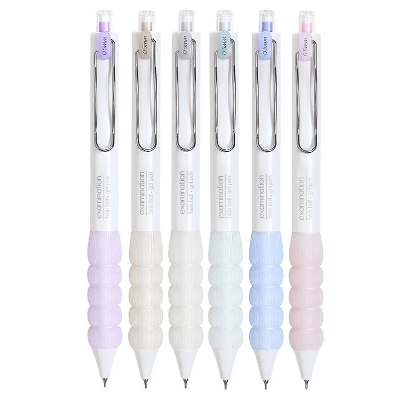 6PCS/Set Soft Gel Ink Pen For Students 0.5MM Twin Ball Gel Pen Black Refill Neutral Pen High Quality Writing Pen Office Supply