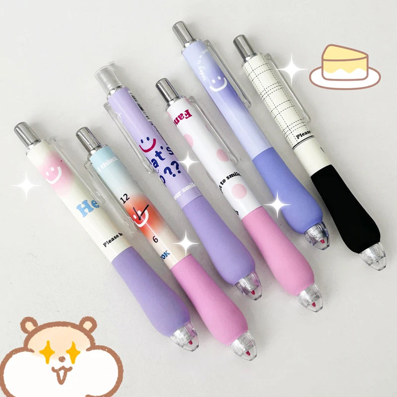 4PCS 6PCS/Sets Heart Series Gel Pens 0.5MM Black Refill Gel Ink Pen Cute Stationery Writing Pen Gift School Office Supplies New
