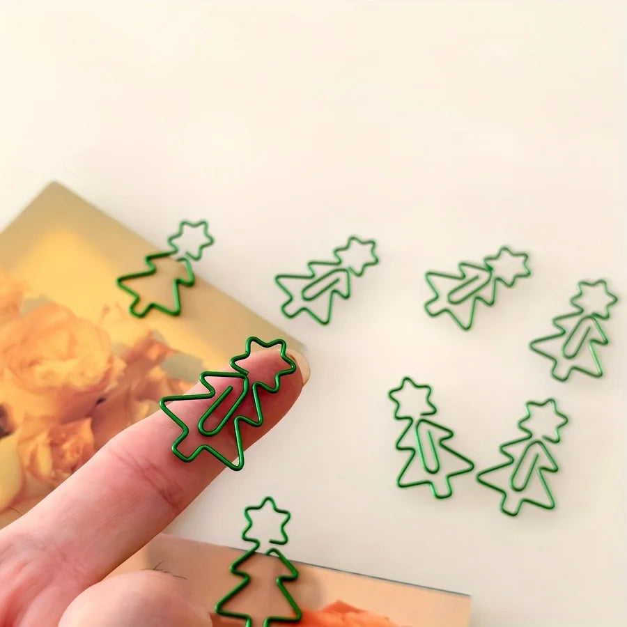 24pcs Christmas Tree Paper Clips Creative Holiday Office Stationery Bookmark Binder High-Value Christmas Series Small Gifts