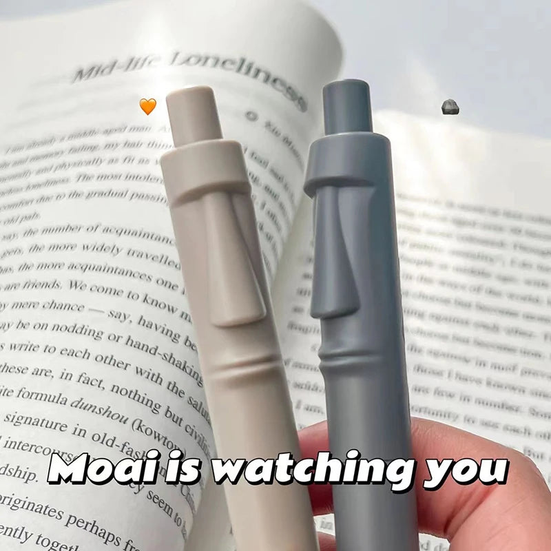 5PCS/Set Moai Series Gel Pen Creative 0.5MM Gel Ink Pen Cute Pocket Pen Black Refill Writing Pen School Office Supply Small Gift